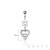 316L SURGICAL STEEL MULTI CZ LOVE LETTER ROUND CZ DANGLE CZ BELLY BUTTON NAVEL RING 